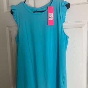 Lilly Pulitzer Aqua Sleeveless Top with Ruffle